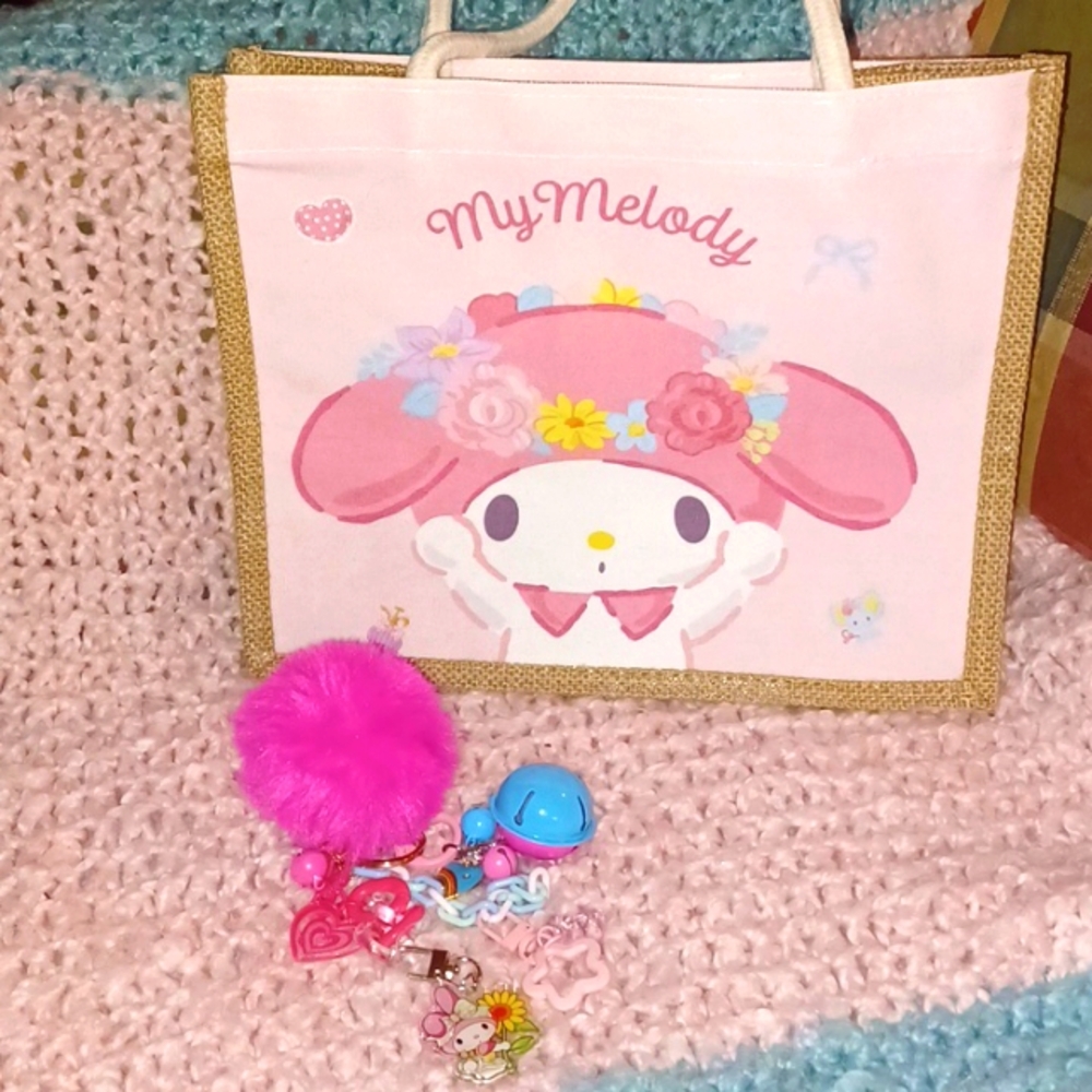 My Melody Linen Tote and Keychain